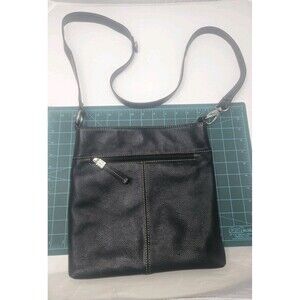 Tignanello Purse Black Pebbled Leather Crossbody Bag Tote Purse